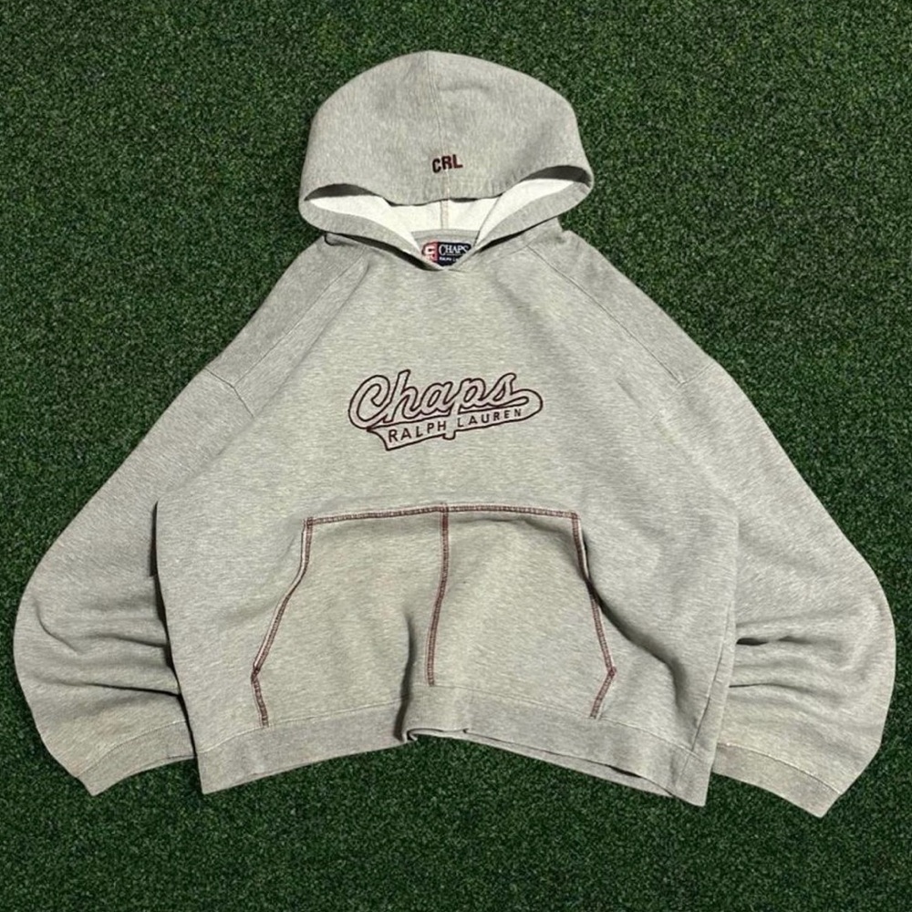 Chaps x Ralph Lauren Gray Hoodie with Maroon Embroidered Accents XL